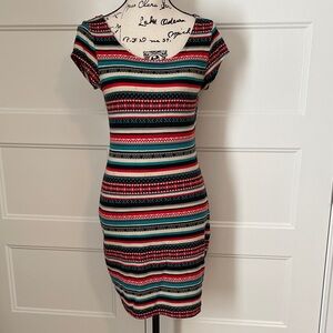 Papaya Multicolor Striped Mini Dress